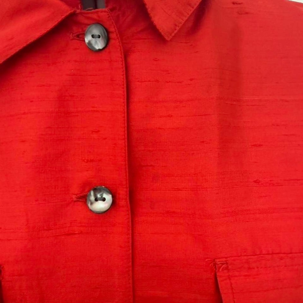 Vintage Chico's orange 100% Silk Button-Up Shirt Jacket — Size L/XL‎ - Picture 4 of 7